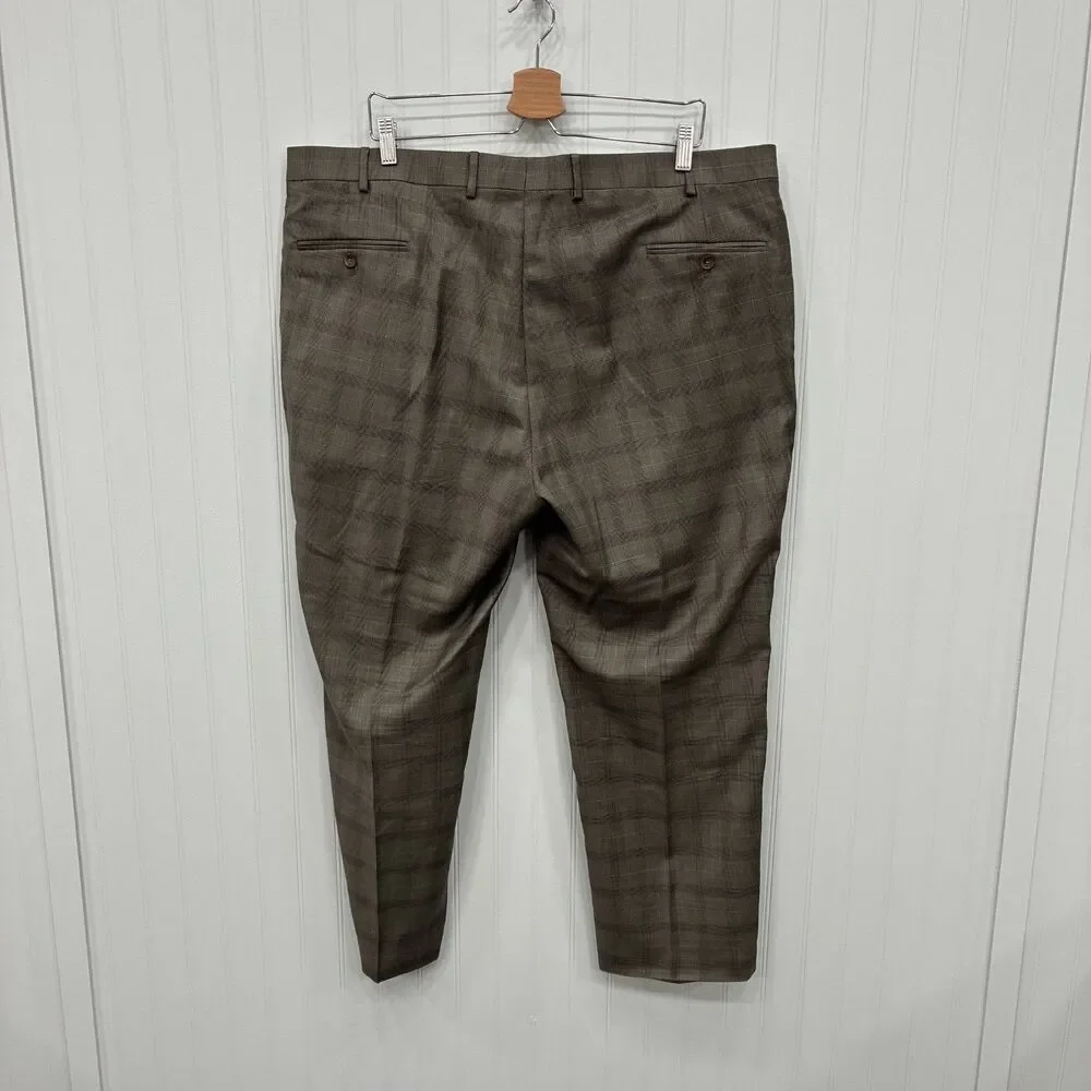 Jos. A. Bank Reserve 48R - W43 x L30 Brown Glen Check  Wool 2-Piece Suit